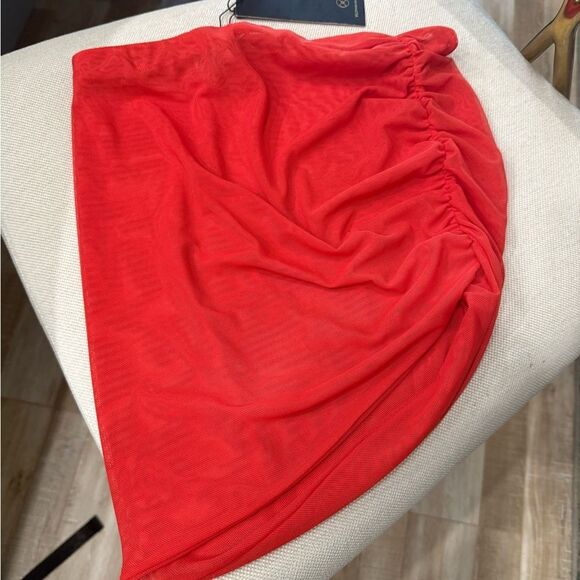 Vixx Swim Lynn Ruched Mini Cover-Up Swim Skirt Solid Orange Paula Hermanny - Picture 10 of 10